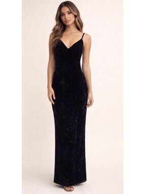 Black Velvet Maxi Slip Dress Small Cotton Candy Midi Y2K Club Boho Whimsigoth